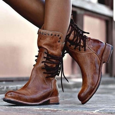 Susana | Botas De Piel Elegante Con Cordones