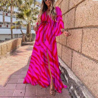 Selena - Vestido maxi de verano con estampado floral para mujer