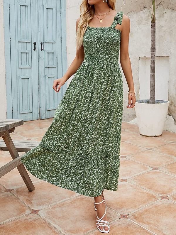 Mila - Vestidos Sueltos de Tirantes Largos con Estampado Bohemio de Verano para Mujer