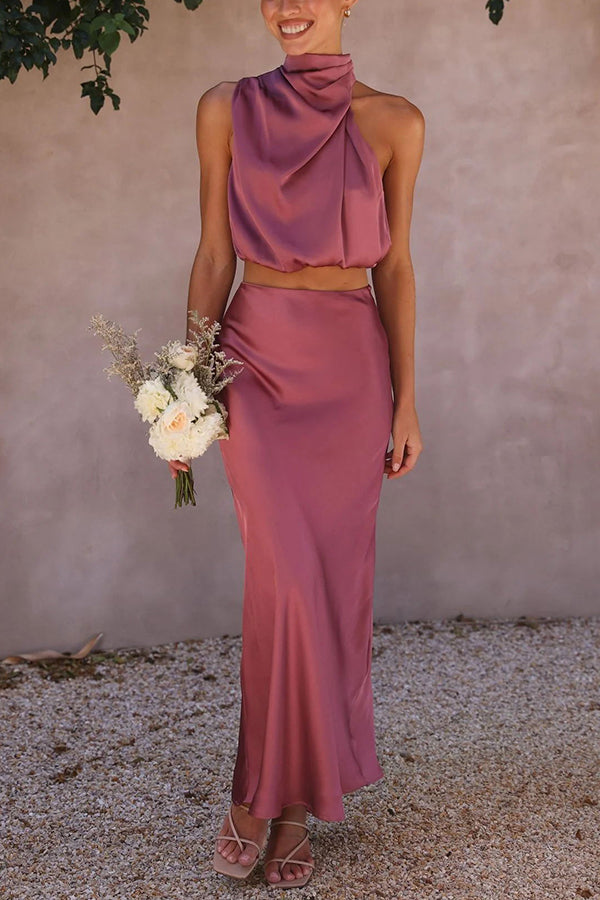 Megann - Conjunto elegante de falda maxi