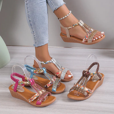 Sophia - Nuevas sandalias de verano para mujer con puntera abierta y strass