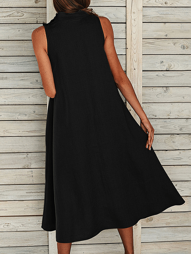 Alba - Vestido Casual Suelto Talla Grande con Bolsillos Laterales Sólidos para Mujer - Cómodo y Elegante