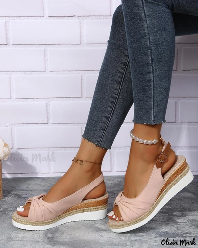 Olivia - Elegantes Sandalias de tacón de Cuña para Mujer con Elegantes detalles de Cuerda de cáñamo