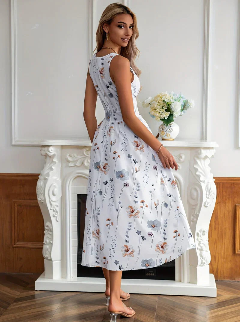 Lola | Vestido elegante con estampado floral y escote en V