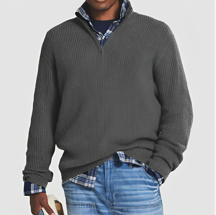 Henry - Jersey business casual para hombre con cremallera